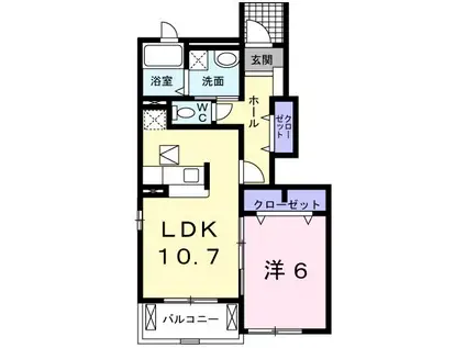 シャン・ド・フルール(1LDK/1階)の間取り写真