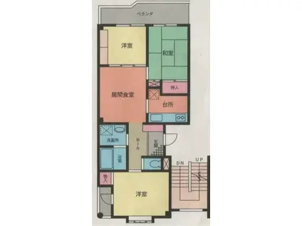 寺山ハイツ(3LDK/2階)の間取り写真