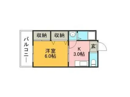 ドルフィン和白(1K/2階)の間取り写真