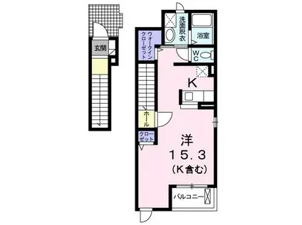 ボンヌ・シャンス多摩(1K/2階)の間取り写真