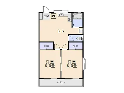 ラベンダー(2DK/2階)の間取り写真