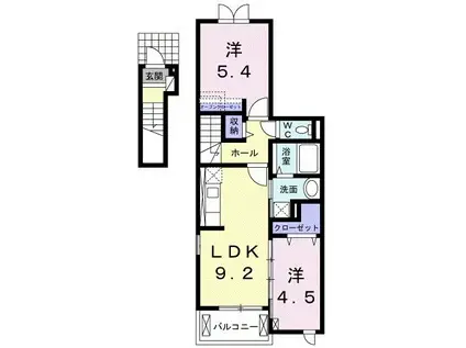 クレール石田(2DK/2階)の間取り写真