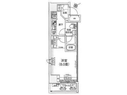 アイル西日暮里イースト(1K/8階)の間取り写真