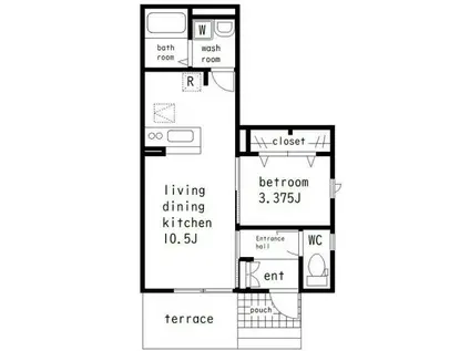 LOULOU MS(1LDK/1階)の間取り写真