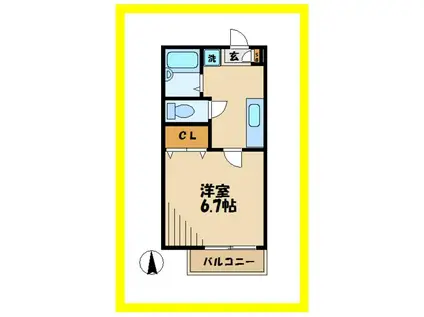 新城メゾン(1K/2階)の間取り写真