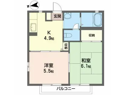 コーポ大黒屋W(2K/2階)の間取り写真