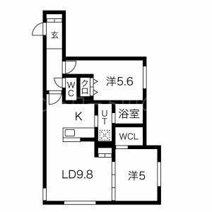 アルファスクエア学園前(2LDK/3階)の間取り写真