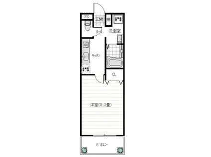 ラ・メール本町A棟(1K/1階)の間取り写真