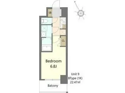 S-RESIDENCE堺浜寺BROAD(1K/3階)の間取り写真
