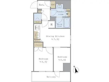 BRILLIA IST駒込(2DK/7階)の間取り写真