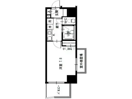 ユリカロゼ西新井駅前(1K/3階)の間取り写真