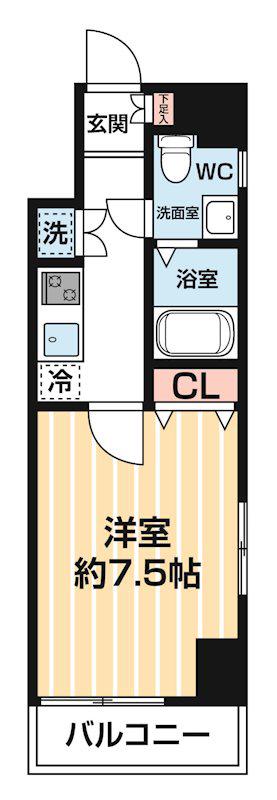 グランフォース亀戸(1K/2階)の間取り写真