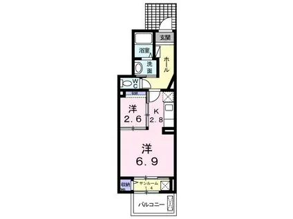 ポルト ボヌ-ル(ワンルーム/1階)の間取り写真