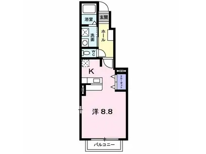 トライム(1K/1階)の間取り写真
