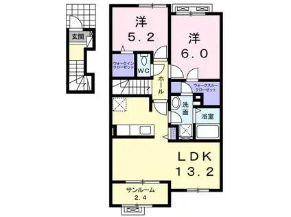 アンサンブルIII(2LDK/2階)の間取り写真
