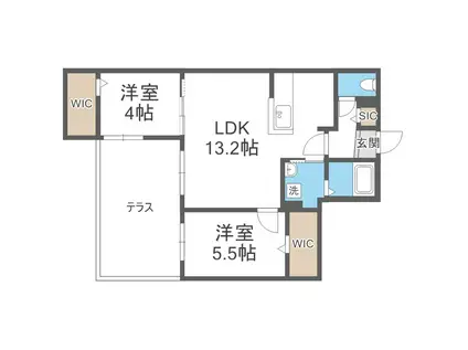 ブランシャールAS北16条S(2LDK/1階)の間取り写真