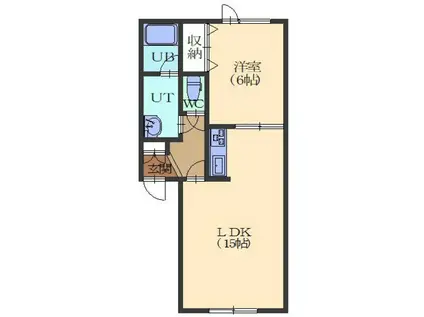 ペガサス中道(1LDK/1階)の間取り写真