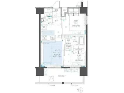 ズーム本郷(2LDK/12階)の間取り写真