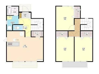 エリー A棟(3LDK/1階)の間取り写真