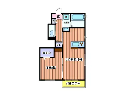 ビバーチェ国立(1LDK/1階)の間取り写真