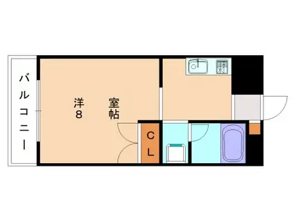 グリーンコーポ赤間(1K/2階)の間取り写真