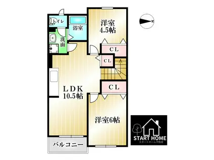 ベリエハウス(2LDK/2階)の間取り写真