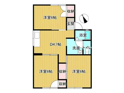 セジュール(3DK/1階)の間取り写真