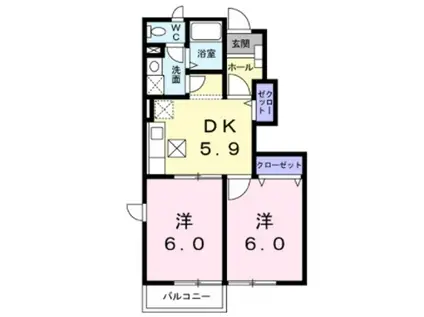 フォーリストAB(2DK/1階)の間取り写真