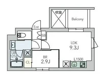 GRANDUO中野6(1LDK/3階)の間取り写真