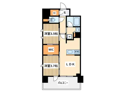 クリオラベルヴィ横濱サウス(2LK/8階)の間取り写真