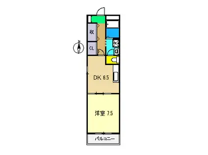 フレグランス西町(1DK/2階)の間取り写真