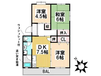 コーポ岡田(3DK/3階)の間取り写真