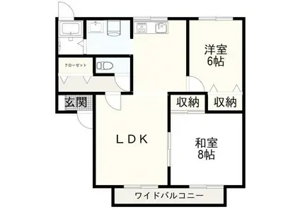 ハイカムール十和田(2LDK/1階)の間取り写真