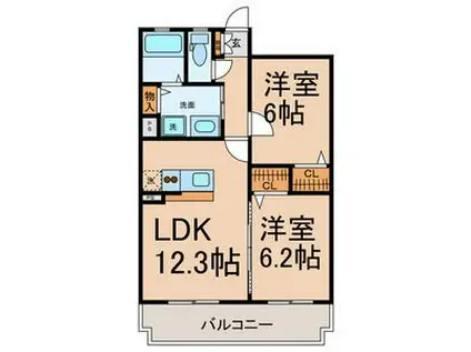 FRESCO SECOND(2LDK/1階)の間取り写真