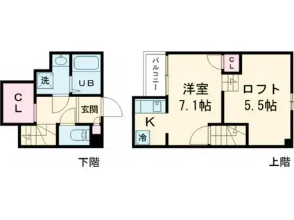 ADC久留米カーサ(1SK/2階)の間取り写真