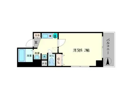 みおつくし東なんば(1K/2階)の間取り写真