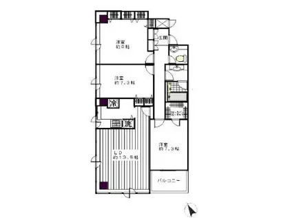 カーサ ルーチェ(1K/1階)の間取り写真