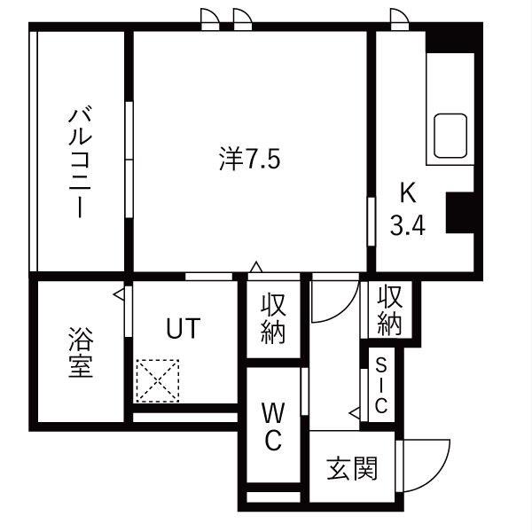  西新町PJ(1K/1階)の間取り写真