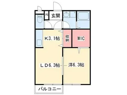 メゾンボヌール(1LDK/2階)の間取り写真