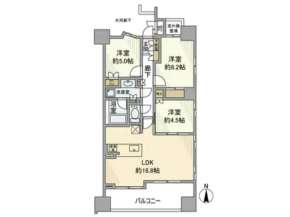 プラセシオン堀田駅前(3LDK/9階)の間取り写真