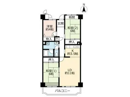UR今津浜パークタウン 12号棟(3LDK/6階)の間取り写真