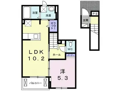 ジェルメ東狭山ヶ丘I(1LDK/2階)の間取り写真