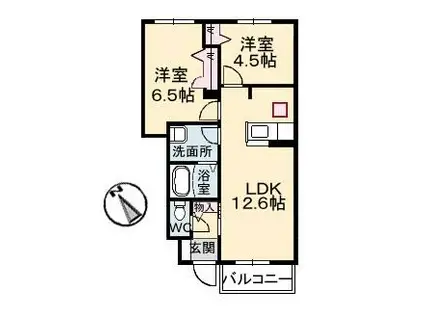 パッサーレ壱番館(2LDK/1階)の間取り写真