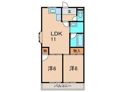 グレースキトラ(2LDK/4階)の間取り写真