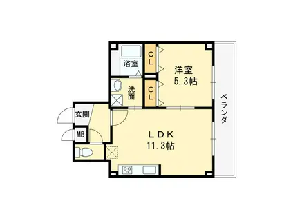 グランフェリシア都島(1LDK/3階)の間取り写真