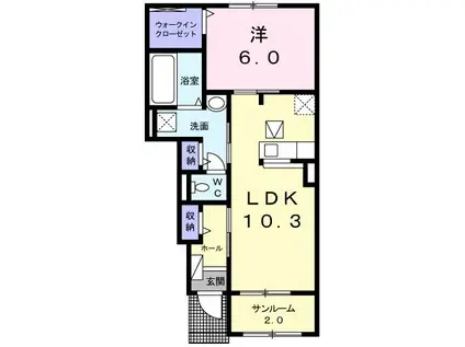 第三東雲 A棟(1LDK/1階)の間取り写真
