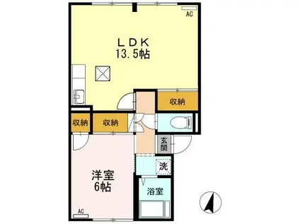 プレジール・ムー(1LDK/1階)の間取り写真