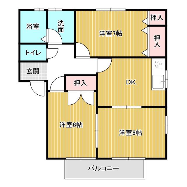 ピューラII(3DK/2階)の間取り写真