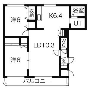 カサグランデ平和(2LDK/3階)の間取り写真