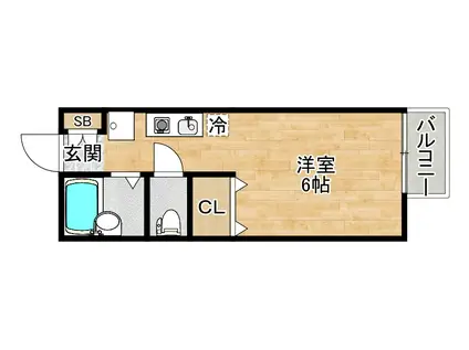 メゾンアンソレイエ(1K/2階)の間取り写真